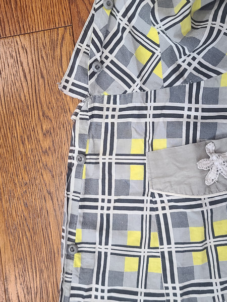 Gray and Yellow Plaid Dress <br> (B-38" W-29" H-34")