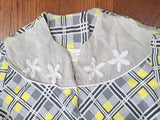 Gray and Yellow Plaid Dress <br> (B-38" W-29" H-34")
