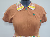 Brown Seersucker Colorful Stripe Wrap Dress <br> (B-42" W-35" H-47")