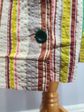 Brown Seersucker Colorful Stripe Wrap Dress <br> (B-42" W-35" H-47")