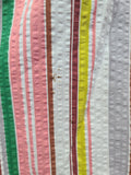 Brown Seersucker Colorful Stripe Wrap Dress <br> (B-42" W-35" H-47")