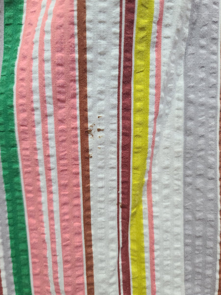 Brown Seersucker Colorful Stripe Wrap Dress <br> (B-42" W-35" H-47")