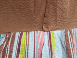 Brown Seersucker Colorful Stripe Wrap Dress <br> (B-42" W-35" H-47")
