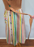 Brown Seersucker Colorful Stripe Wrap Dress <br> (B-42" W-35" H-47")