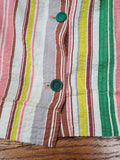 Brown Seersucker Colorful Stripe Wrap Dress <br> (B-42" W-35" H-47")