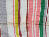Brown Seersucker Colorful Stripe Wrap Dress <br> (B-42" W-35" H-47")