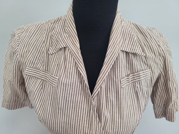 ANC Seersucker Hospital Dress and Hat <br> (B-36" W-26.5" H-36")