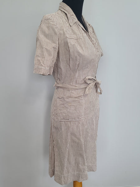 ANC Seersucker Hospital Dress and Hat <br> (B-36" W-26.5" H-36")