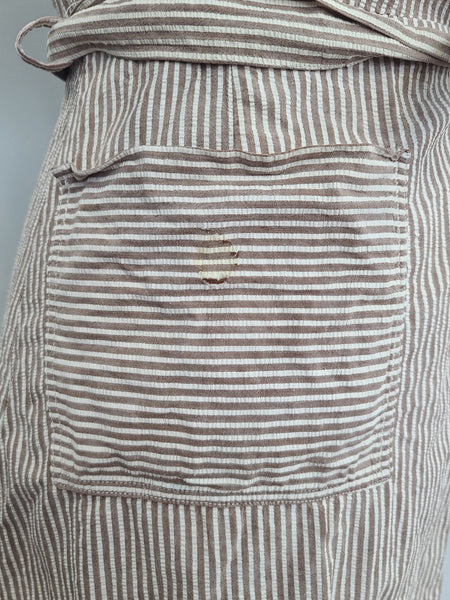 ANC Seersucker Hospital Dress and Hat <br> (B-36" W-26.5" H-36")