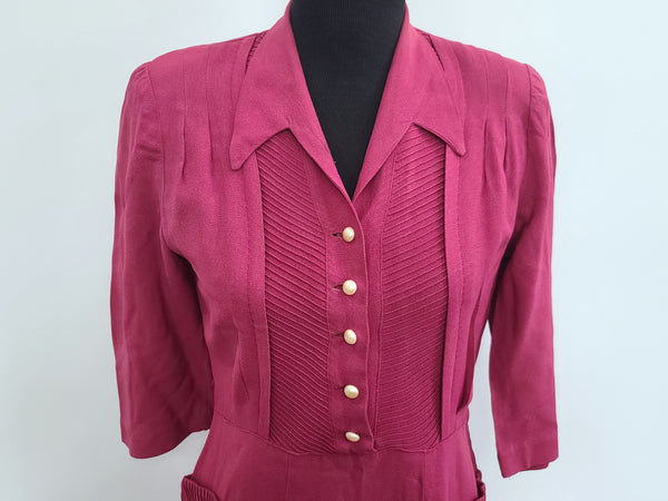 Fuchsia Rayon Dress <br> (B-37" W-30" H-42")