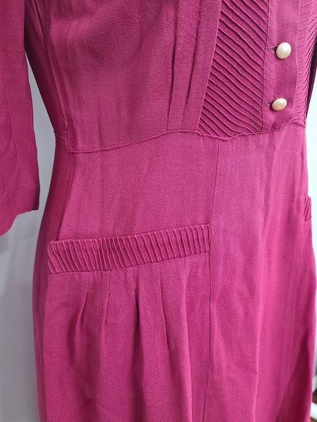 Fuchsia Rayon Dress <br> (B-37" W-30" H-42")