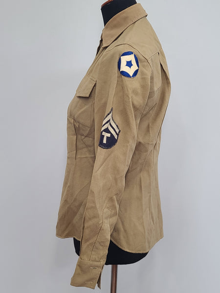 AS-IS Women's Khaki Wool Blouse <br> (39" Bust)