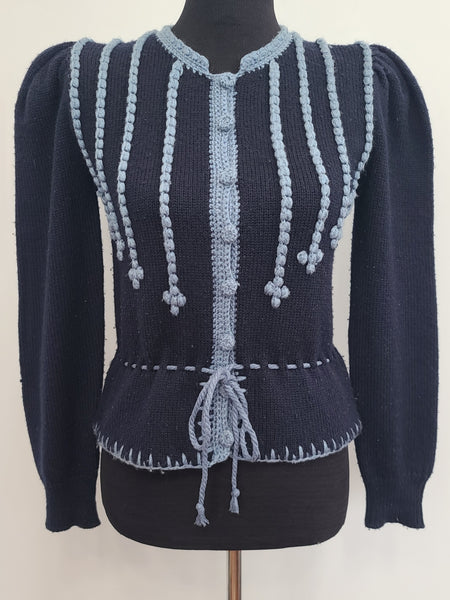 German Dark Blue Knit Sweater (Medium)