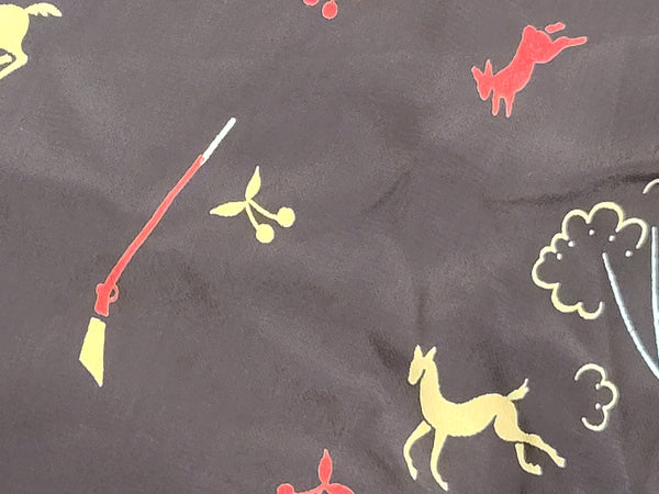 German Forest Animal / Hunting Novelty Print Scarf