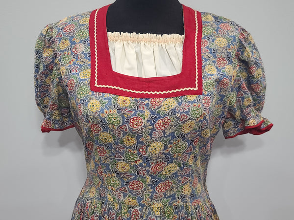 German Flower Print Dirndl Style Dress