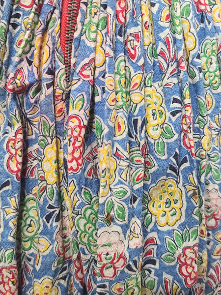 German Flower Print Dirndl Style Dress