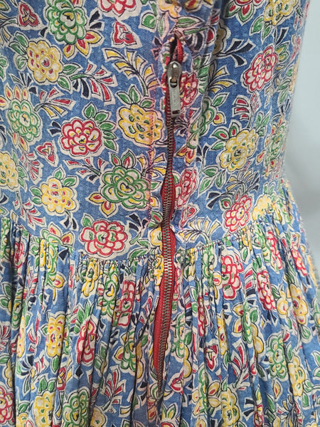 German Flower Print Dirndl Style Dress