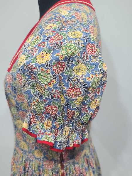 German Flower Print Dirndl Style Dress