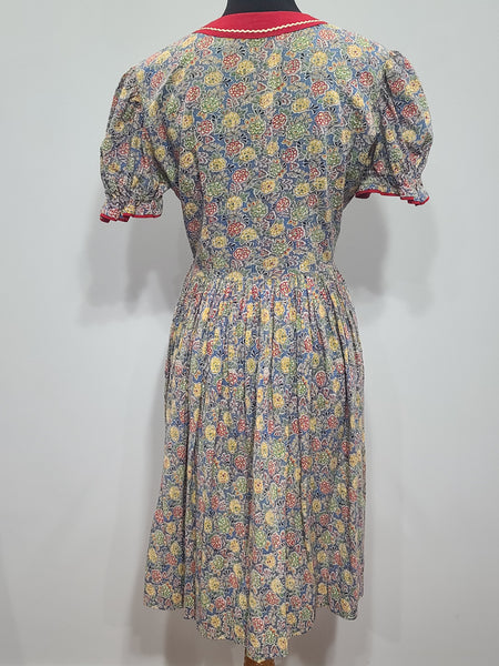 German Flower Print Dirndl Style Dress