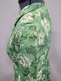 Green Daffodil Print Dress <br> (B-44" W-36" H-52")