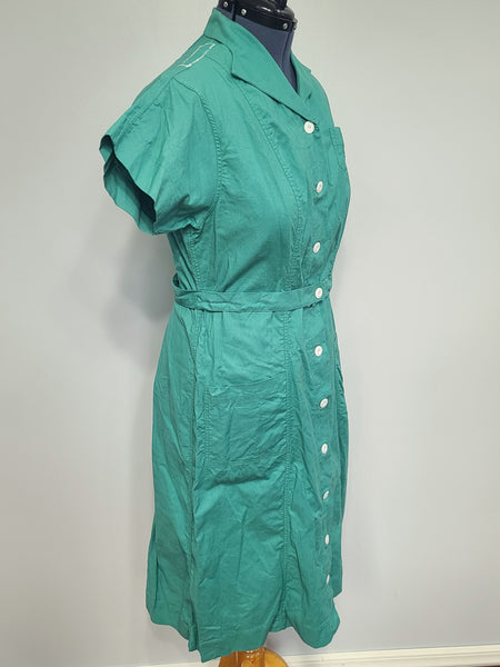 Green Workwear Uniform Dress <br> (B-42" W-37" H-45")