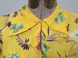 Bright Yellow Flower Print Dress <br> (B-34" W-26.5" H-33")