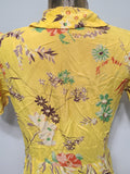 Bright Yellow Flower Print Dress <br> (B-34" W-26.5" H-33")