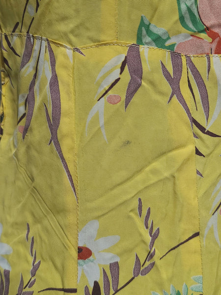 Bright Yellow Flower Print Dress <br> (B-34" W-26.5" H-33")