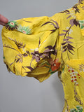 Bright Yellow Flower Print Dress <br> (B-34" W-26.5" H-33")