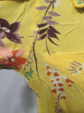 Bright Yellow Flower Print Dress <br> (B-34" W-26.5" H-33")