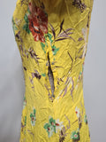 Bright Yellow Flower Print Dress <br> (B-34" W-26.5" H-33")