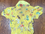 Bright Yellow Flower Print Dress <br> (B-34" W-26.5" H-33")