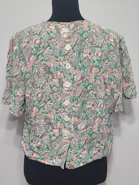 Flowy Rayon Print Blouse <br> (B-44" W-38")