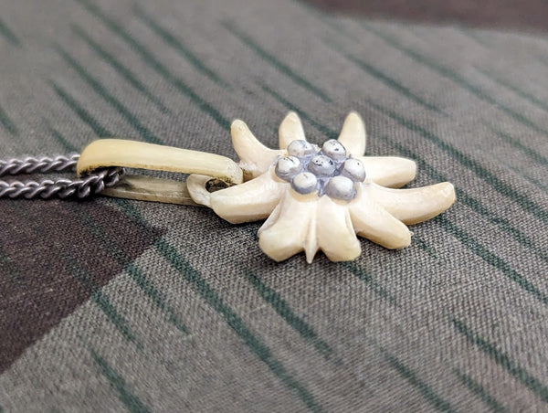 Carved Bone Edelweiss Necklace