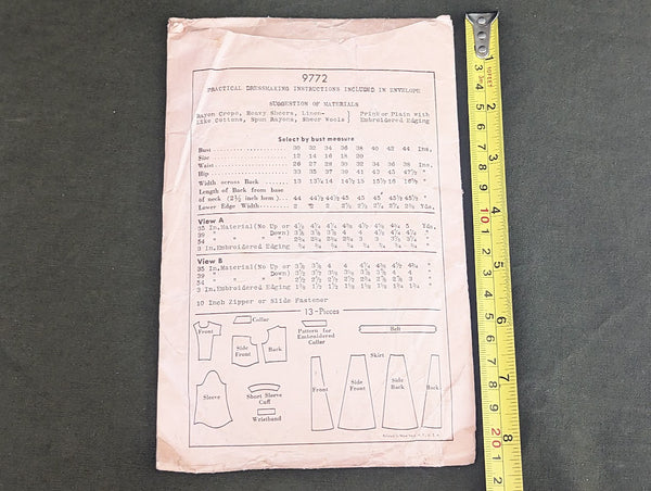 Vintage 1940s Complete Dress Pattern (Bust 40)