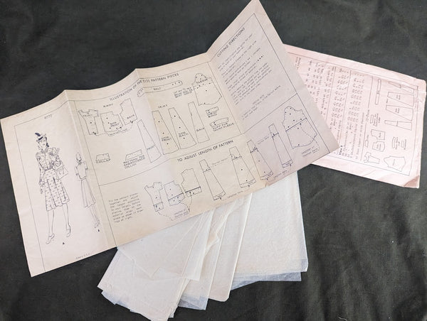 Vintage 1940s Complete Dress Pattern (Bust 40)