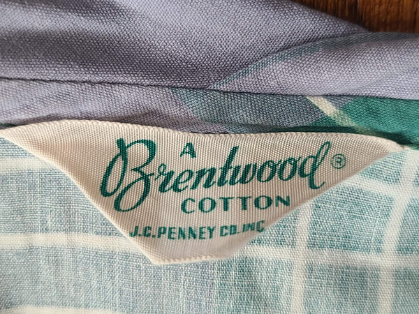 Green and Gray Plaid Dress <br> (B-41" W-32" H-42")