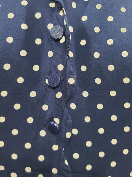 Blue Polka Dot Dress <br> (B-46" W-38" H-46.5")