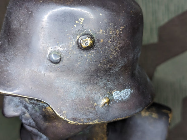 German Soldier with Stahlhelm Bronze 11.5" Tall F.P.Zimer