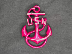 Red Celluloid US Navy Anchor Sweetheart Pin