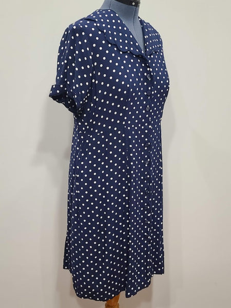 Blue Polka Dot Dress <br> (B-46" W-38" H-46.5")