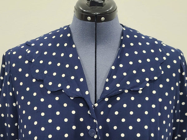 Blue Polka Dot Dress <br> (B-46" W-38" H-46.5")
