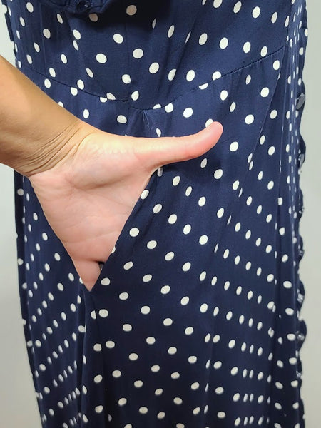 Blue Polka Dot Dress <br> (B-46" W-38" H-46.5")