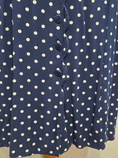 Blue Polka Dot Dress <br> (B-46" W-38" H-46.5")