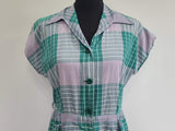 Green and Gray Plaid Dress <br> (B-41" W-32" H-42")