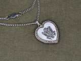 US Army Eagle Marcasite Sweetheart Locket Necklace