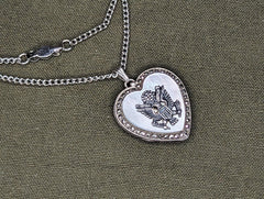 US Army Eagle Marcasite Sweetheart Locket Necklace