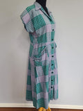 Green and Gray Plaid Dress <br> (B-41" W-32" H-42")