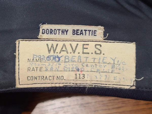 WAVES Seersucker & Navy Garrison Caps & White Topper (Size 22 & 22 1/2) Named