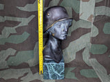 German Soldier with Stahlhelm Bronze 11.5" Tall F.P.Zimer